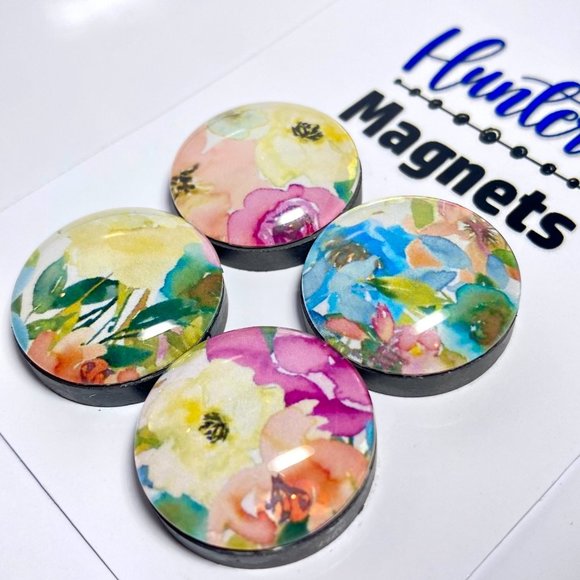 Set of 4 Magnets - Spring Floral Multi Glass Refrigerator Kitchen Whiteboard - Picture 3 of 3
